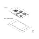Cooktop a Gás Penta Side Plus White 90CM 5 Queimadores