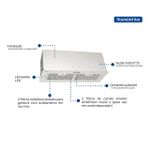Coifa de Embutir Incasso Retangular em Aço Inox 75 cm 220 V