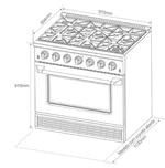 Fogão Profissional a Gás 6 Queimadores Forno Eletrico 90CM - Austin 90 Crissair