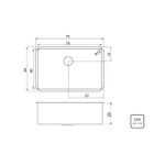 Cuba de embutir Design Collection Quadrum Undermount em Aço Inox 70x40 cm