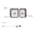 Cuba de embutir/sobrepor Isis 2C 34-28 BS em Aço Inox Polido 69x40 com 2 Cubas   Tramontina 