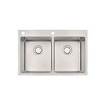 Cuba de Sobrepor Quadrum Flush Aço Inox 77x51cm com 2 Cubas