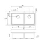 Cuba de Sobrepor Smooth 2C 40 Aço Inox 86x52 cm com 2 Cubas