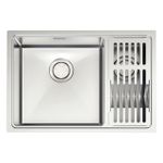 Cuba Quadrum Aço Inox 66x46 2 Cubas e Escorredor de Pratos/Copos Tramontina 