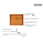 Cuba Quadrum Aço Inox com Revestimento PVD Gold 50x40 cm  Tramontina