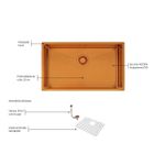 Cuba Quadrum Aço Inox com Revestimento PVD Gold 70x40 cm  Tramontina