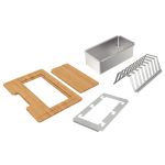 Kit Acessórios para Pia Design Collection Inox e Tábua em Madeira Vazada 42x32 cm