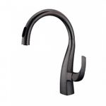 Misturador Monocomando para Cozinha Bica Alta Giratória com  Ducha Extensível Ébano