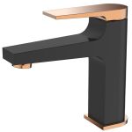 Misturador Monocomando Squad Bica Baixa LX5406 - Black / Rose Gold- Lexxa
