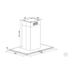 Coifa de Ilha Slim Isla 90 Black Steel 90 cm