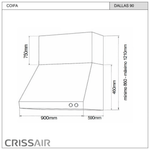 COIFA DE PAREDE PROFISSIONAL DALLAS 90 CM