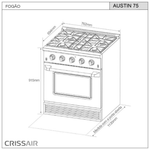 Fogão Austin 75 Cm a Gás Forno Elétrico