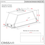 Coifa de Embutir  85cm Black 127V