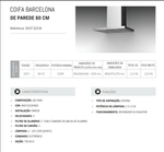 Coifa Barcelona De Parede 60CM 220V