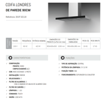Coifa Londres De Parede 90CM 220V