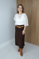 Blusa Trama em Tricot Vazado Off White 