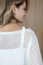 Blusa Trama em Tricot Vazado Off White 
