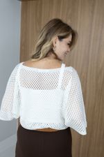 Blusa Trama em Tricot Vazado Off White 