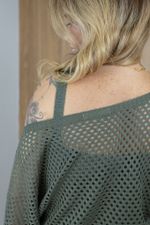 Blusa Trama em Tricot Vazado Verde 