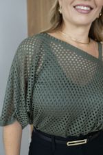 Blusa Trama em Tricot Vazado Verde 