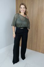 Blusa Trama em Tricot Vazado Verde 