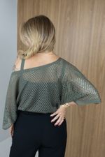 Blusa Trama em Tricot Vazado Verde 