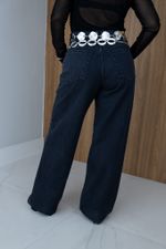Calça Jeans Wide Leg Preta Adriana