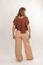 Blusa Angel Assimétrica em Camadas – Terracota
