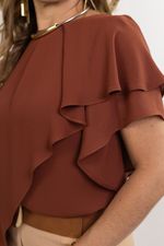 Blusa Angel Assimétrica em Camadas – Terracota