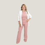 Colete Alongado Alba com Cinto Rosa