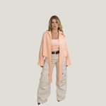 Conjunto Lina – Blusa e Regata em Linho Pêssego
