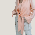 Conjunto Lina – Blusa e Regata em Linho Pêssego