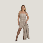 Vestido Noren Xadrez Areia