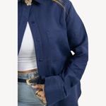 Camisa Lora Linho Azul Marinho 