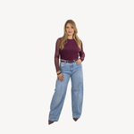 Blusa Manga Tule Ameixa Camila 