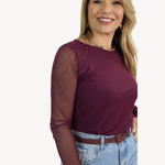 Blusa Manga Tule Ameixa Camila 
