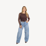 Blusa Manga Tule Marrom Camila 
