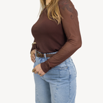 Blusa Manga Tule Marrom Camila 