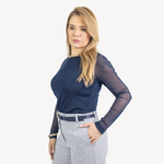 Blusa Manga Tule Azul Marinho Camila 