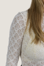 Body Rendado Manga Longa Zara Creme