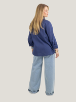 Camisa Lora Linho Azul Marinho 