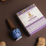 Kit Incensário Indiano Cascata Azul e Incenso Lavanda