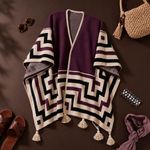 Poncho Peruano Tradicional de Lã com Tassel
