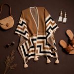 Poncho Peruano Tradicional de Lã com Tassel