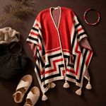 Poncho Peruano Tradicional de Lã com Tassel