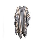 Poncho Peruano Tradicional de Lã com Capuz