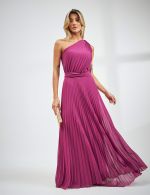 Vestido Longo Fucsia Plissado Megan