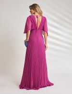Vestido Longo Plissado Fucsia Tereza