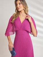 Vestido Longo Plissado Fucsia Tereza