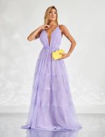 Vestido Longo Lilás em Tule Raquel